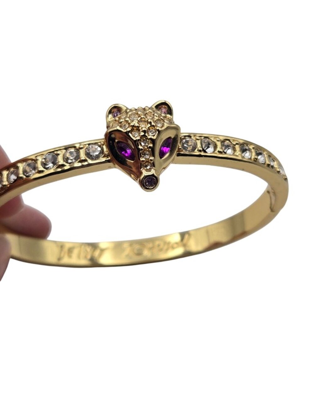 Betsey Johnson Gold-Tone Crystal Raccoon Fox Bangle Bracelet